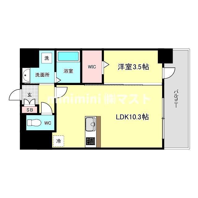 LOUIS RESIDENCE弁天町(1LDK/7階)の間取り写真