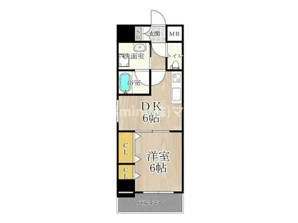 CITY SPIRE難波南(1DK/5階)の間取り写真