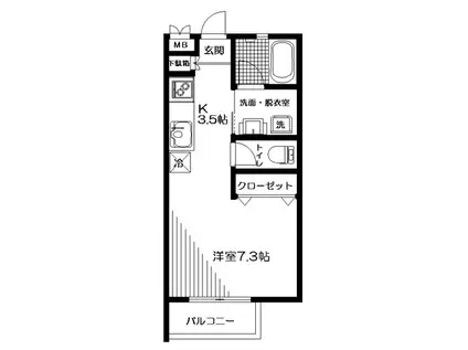 サンピア白山(ワンルーム/1階)の間取り写真