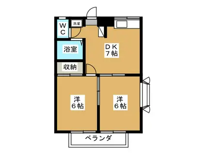 エステートピア257(2DK/2階)の間取り写真