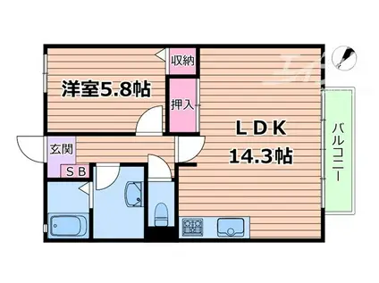 ハイツ華の元(1LDK/1階)の間取り写真