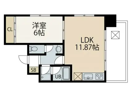 ONES CASTLE(1LDK/8階)の間取り写真