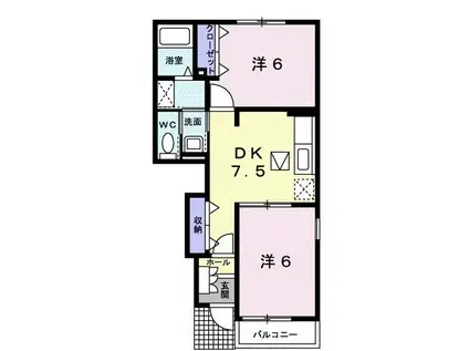 ラフィーネメゾン B(2DK/1階)の間取り写真