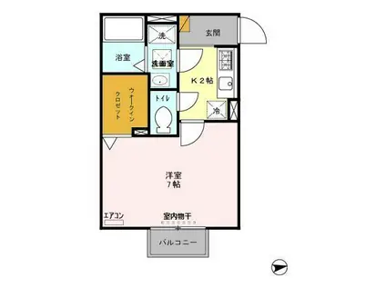 クレアーレ(1K/2階)の間取り写真