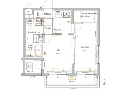 XEBEC幡(1LDK/2階)の間取り写真