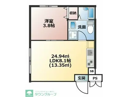 プライムテラス鶴ヶ峰(1LDK/1階)の間取り写真