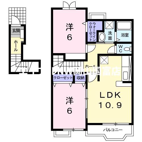 カプチーノC(2LDK/2階)の間取り写真