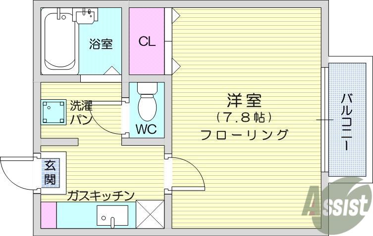 アビデ木ノ下(1K/1階)の間取り写真