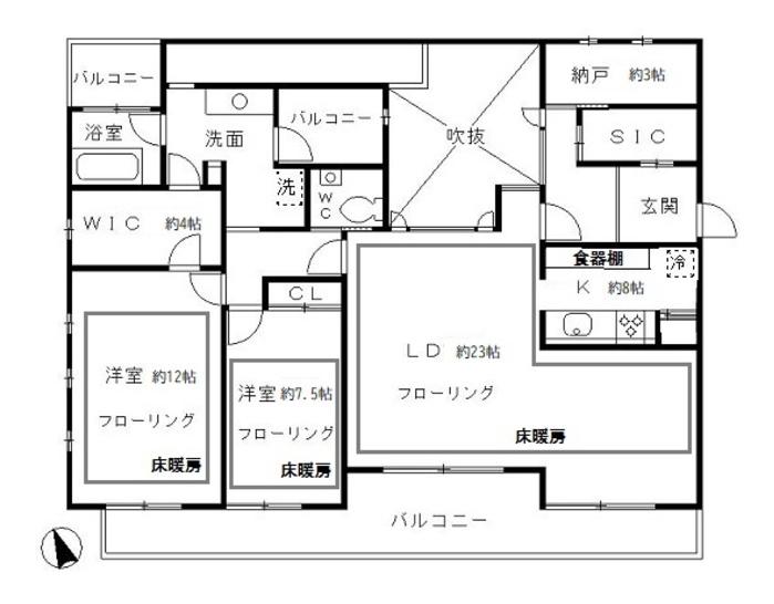 TESORO麻布笄町(2SLDK/2階)の間取り写真