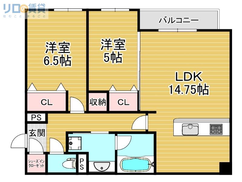 クラシスト瑞光(2LDK/2階)の間取り写真