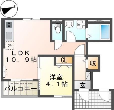 UNO CURACION(1LDK/1階)の間取り写真