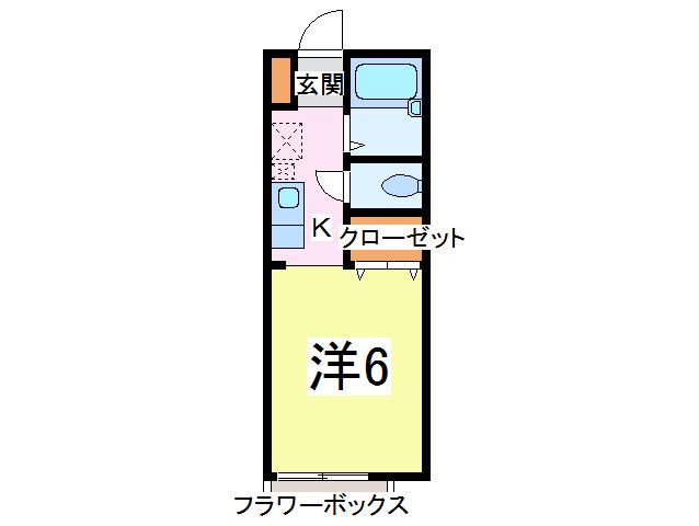 ハミングサイド(1K/1階)の間取り写真