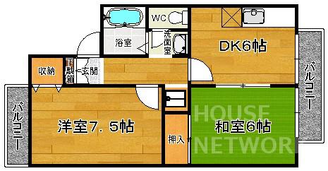 ナトゥーラ西賀茂(2DK/2階)の間取り写真