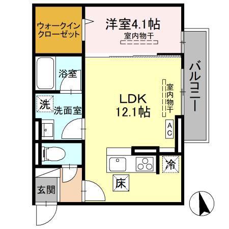 D-TOJO(1LDK/1階)の間取り写真