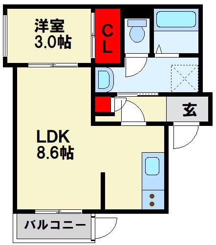 CALM下曽根(1LDK/2階)の間取り写真