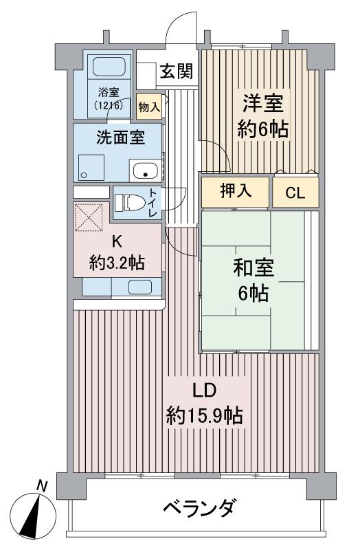 グランドメゾン熊野(2LDK/1階)の間取り写真