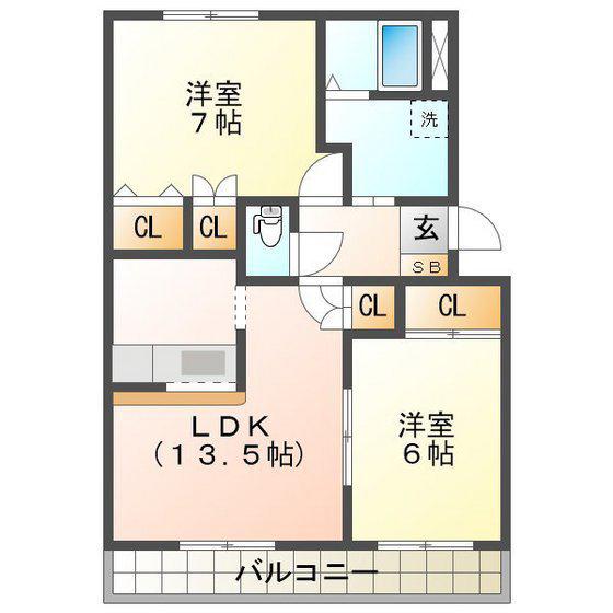 ポートサイドMA(2LDK/1階)の間取り写真