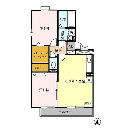 セジュール和幸B棟(2LDK/2階)の間取り写真