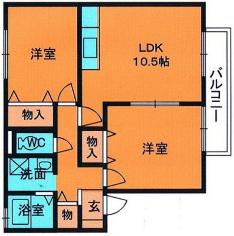 エスペランサ(2LDK/2階)の間取り写真