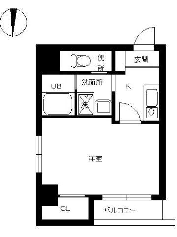 スカイコート銀座東第2(1K/4階)の間取り写真