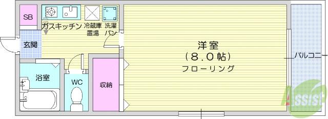 セレック吉成(1K/2階)の間取り写真