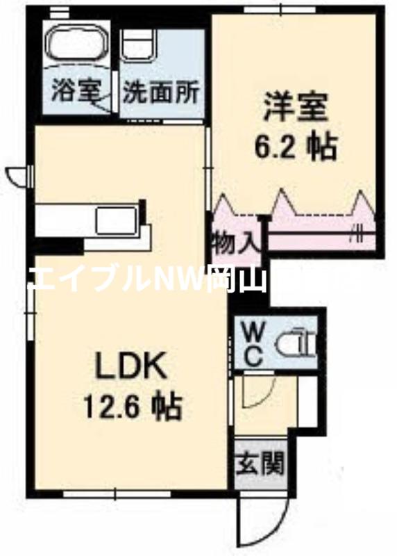 ラ・パルテール旭川 参番館(1LDK/1階)の間取り写真