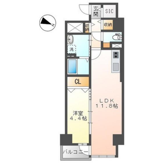 サニーフィールド(1LDK/4階)の間取り写真