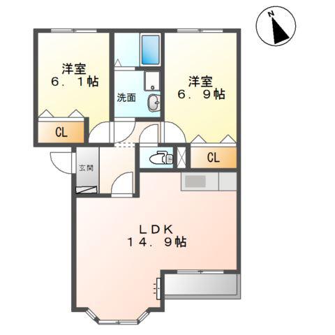 マリアージュII(2LDK/2階)の間取り写真