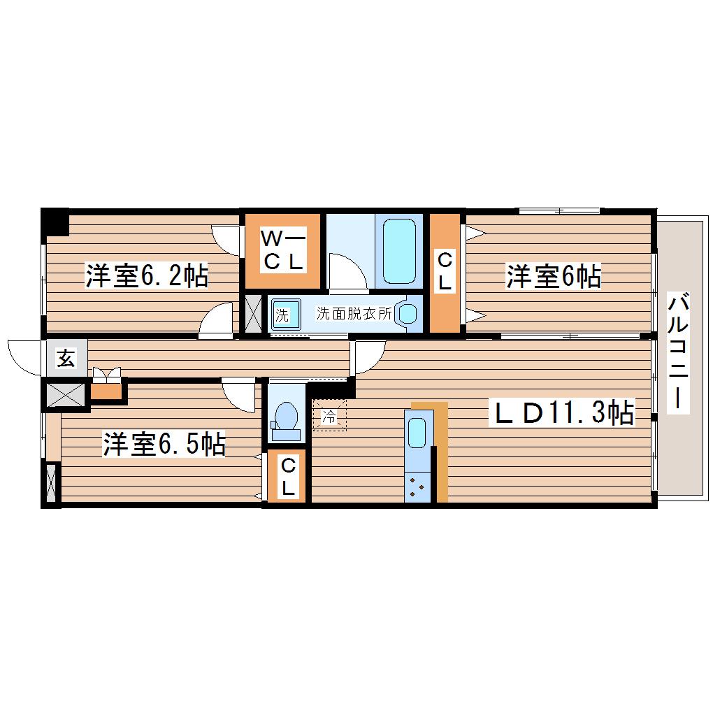 キャロットII(3LDK/4階)の間取り写真