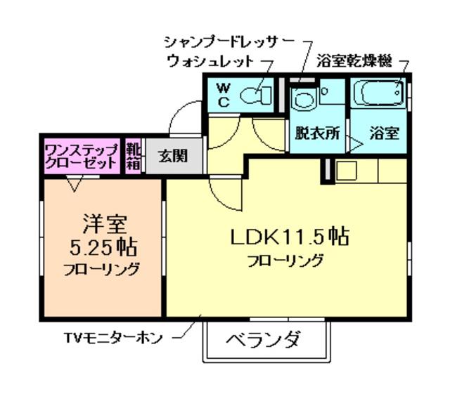 ESPOIR土谷A棟(1LDK/2階)の間取り写真