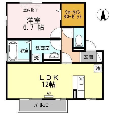 シャンテ千田(1LDK/2階)の間取り写真