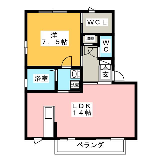 ファミリエ A棟(1LDK/2階)の間取り写真
