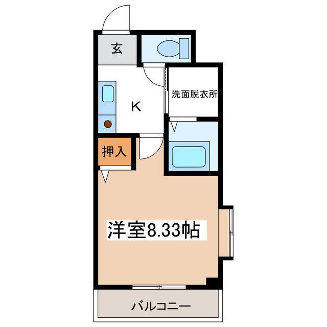 ロワール中央ビル(1K/8階)の間取り写真