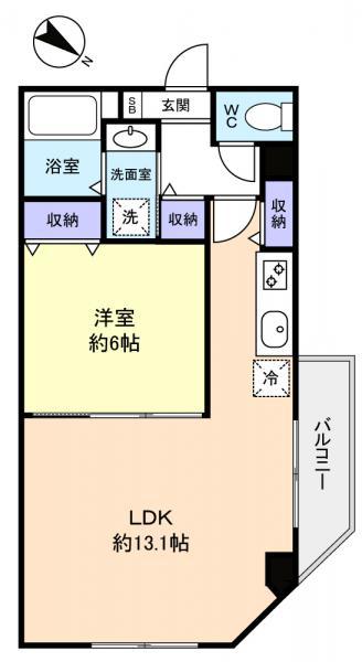 CONNECT PARK HILLS 八千代台(1LDK/8階)の間取り写真