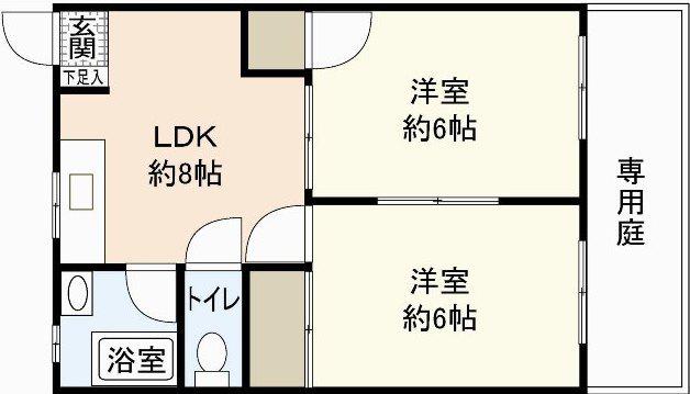 真宅コーポ(2LDK/1階)の間取り写真