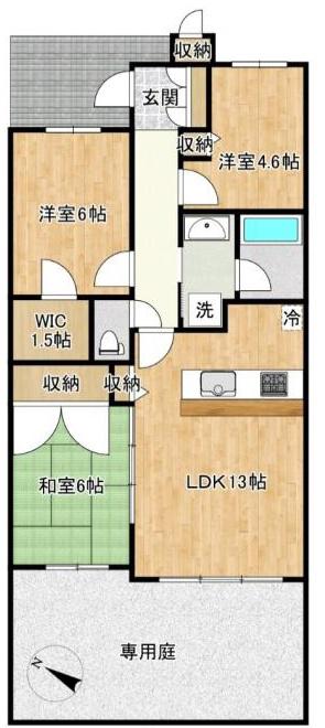 ルイシャトレ都島(3LDK/1階)の間取り写真