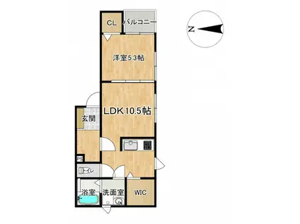 グランドブルー横尾(1LDK/2階)の間取り写真