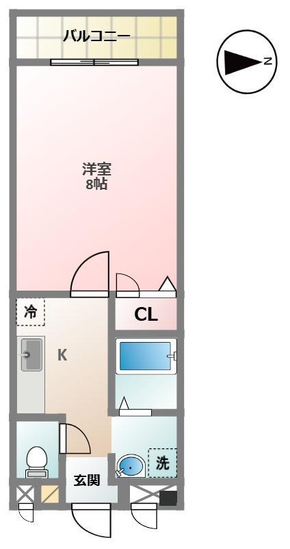 三記ぎおん(1K/2階)の間取り写真