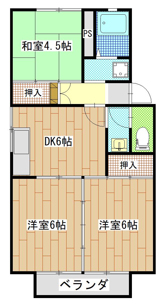 パール有安 C(3DK/2階)の間取り写真