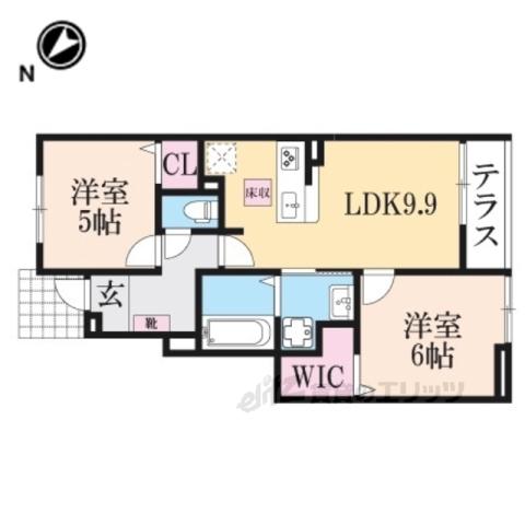 セレスティアⅡ(2LDK/1階)の間取り写真