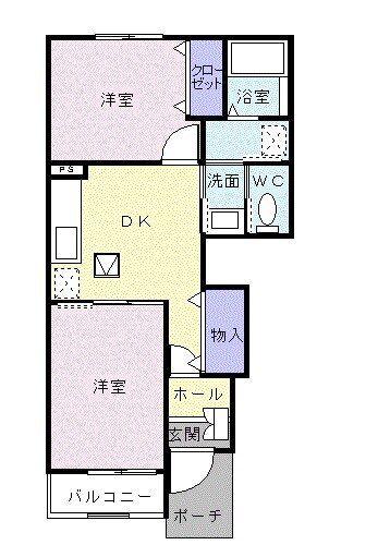 サンリット(2DK/1階)の間取り写真
