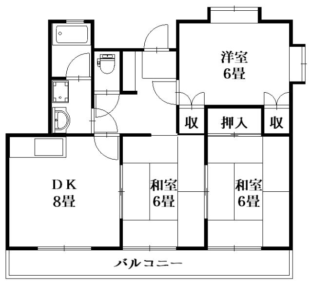 サニーテラス(3DK/3階)の間取り写真