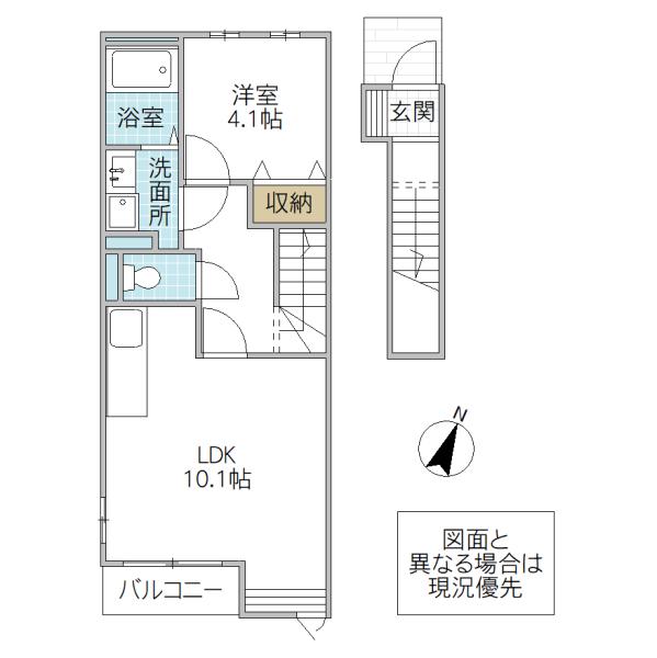 プランドール(1LDK/2階)の間取り写真