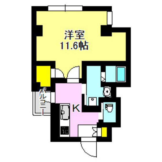 パティオ高崎(1K/4階)の間取り写真
