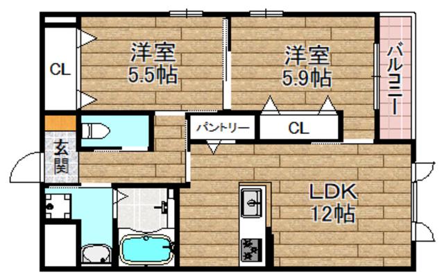 VIDA(2LDK/1階)の間取り写真