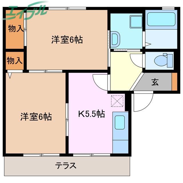 グレースハイム(2K/1階)の間取り写真