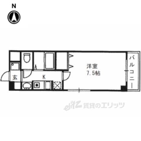 ヒルサイドテラス(1K/3階)の間取り写真