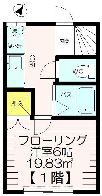 ニュータウンハウス(1K/1階)の間取り写真