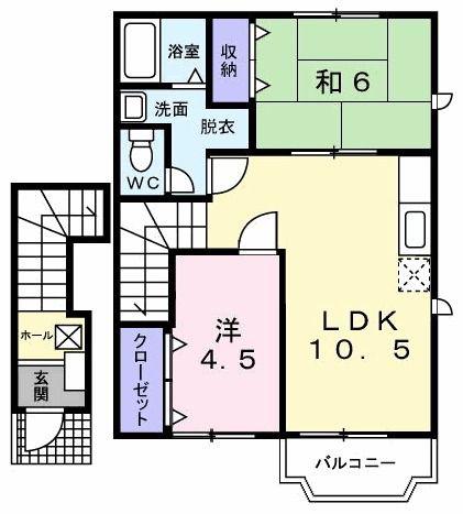 プラムール II番館(2LDK/2階)の間取り写真