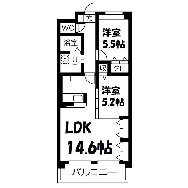 ドルチェ茶屋ヶ坂(2LDK/1階)の間取り写真